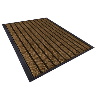 Imperial Rooms Dirt Absorbent Brown Rubber Mat Non Slip Washable Striped Barrier Mat 0.4M X 0.6M - image 1