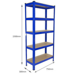 MonsterShop 2 X Blue Racking Bay Unit 5 Tier Heavy Duty Steel Metal 150Kg Capacity Per Shelf Garage Shelves Storage - thumbnail 5