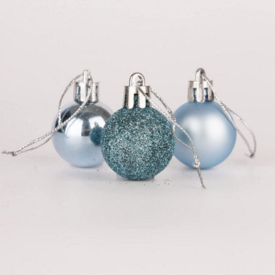 Shatchi 30mm/12Pcs Christmas Baubles Shatterproof Light Blue,tree Decorations - image 1