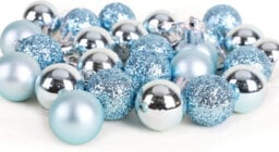 Shatchi 30mm/12Pcs Christmas Baubles Shatterproof Light Blue,tree Decorations - thumbnail 3