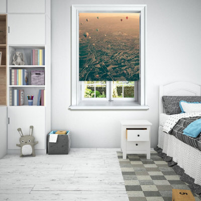 Lister Cartwright Photographic Blackout Roller Blinds For Bedroom Windows - (60 X 140 Cm) - Hot Air Balloons - image 1