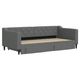 Berkfield Daybed With Trundle And Drawers Dark Grey 90X190 Cm Fabric - thumbnail 3