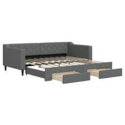 Berkfield Daybed With Trundle And Drawers Dark Grey 90X190 Cm Fabric - thumbnail 2