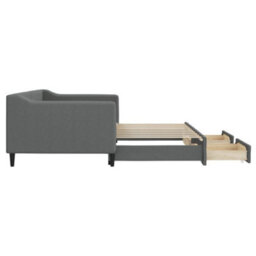 Berkfield Daybed With Trundle And Drawers Dark Grey 90X190 Cm Fabric - thumbnail 4