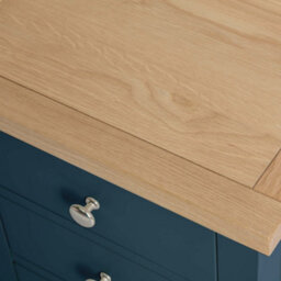 Farro Navy Blue Bedside Table - Fully Assembled 3 Drawer Cabinet - By Roseland Furniture - thumbnail 4