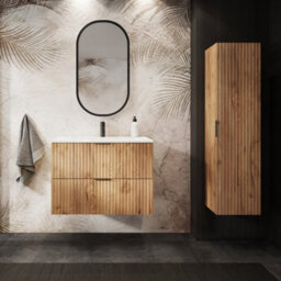 Heze Furniture Flow Standing Bathroom Vanity Cabinet With Basin 80Cm - Gold Craft Oak - thumbnail 2