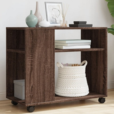 Berkfield Side Table With Wheels Brown Oak 70X35X60 Cm Engineered Wood - image 1