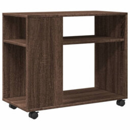 Berkfield Side Table With Wheels Brown Oak 70X35X60 Cm Engineered Wood - thumbnail 2