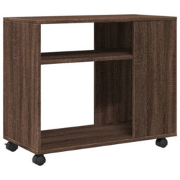Berkfield Side Table With Wheels Brown Oak 70X35X60 Cm Engineered Wood - thumbnail 7