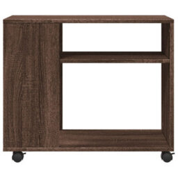 Berkfield Side Table With Wheels Brown Oak 70X35X60 Cm Engineered Wood - thumbnail 5