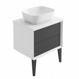 Plum&clay Queens White Floor Standing Bathroom Vanity Unit With Ceramic Worktop (W)65Cm (H)69Cm