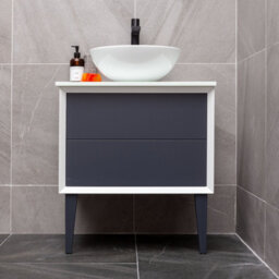 Plum&clay Queens White Floor Standing Bathroom Vanity Unit With Ceramic Worktop (W)65Cm (H)69Cm - thumbnail 2