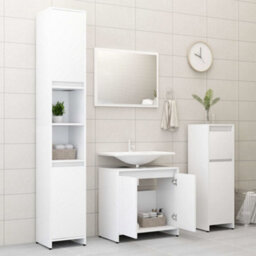 Vidaxl 3 Piece Bathroom Furniture Set White Engineered Wood - thumbnail 4