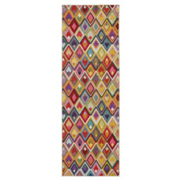 Multi Geometric Modern Easy To Clean Chequered  Rug For Dining Room-80 X 240Cmcm (Runner) - thumbnail 5
