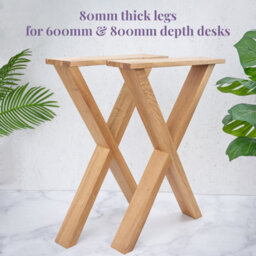 Domli Solid Wood Oiled Oak Office Desk With Oak Wooden X Legs - 1500mm X 500mm X 40mm - Premium European Wooden Tabletop And Leg - thumbnail 7