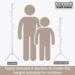Keypak Wooden Coat Stand, 170Cm Clothes Jacket Hanger Coat Tree, Ideal For Hallway - White - thumbnail 3