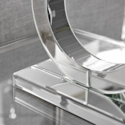 Furniturebox Chloe Mirrored Halo Shaped Table Lamp Light And Chic White Fabric Shade Including A Rated Energy Efficient Led Bulb - thumbnail 3