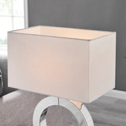 Furniturebox Chloe Mirrored Halo Shaped Table Lamp Light And Chic White Fabric Shade Including A Rated Energy Efficient Led Bulb - thumbnail 4