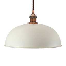 Clay White Worcester Painted Dome Pendant Light With Antique Copper Lamp Holder And Brown Twisted Cable - Se Home - thumbnail 1