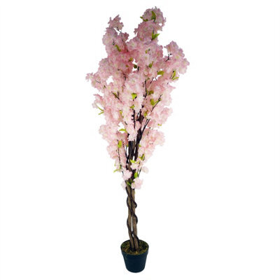 Leaf Artificial Blossom Tree Pink 150Cm 5Ft Realistic Faux House Plant Fully Potted Botanik - image 1