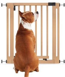 Bettacare Wooden Elegance Dog Gate, Natural, 71Cm - 79Cm, Pressure Fit Pet Gate For Puppy, Dog And Pet, Easy Installation
