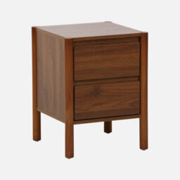 Sweeek - Bedside Table Wood Decor 2 Drawers Walnut 42X42X55 Cm - Harmony - thumbnail 1