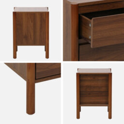 Sweeek - Bedside Table Wood Decor 2 Drawers Walnut 42X42X55 Cm - Harmony - thumbnail 4
