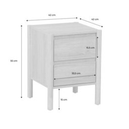Sweeek - Bedside Table Wood Decor 2 Drawers Walnut 42X42X55 Cm - Harmony - thumbnail 8