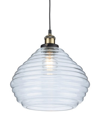 Luminosa Lighting Luminosa Orla Dome Pendant Light Antique Brass With Clear Glass