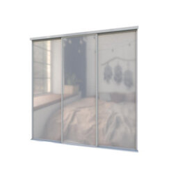 A-Class Sliding Doors Set Of 3 Full Length Mirror Sliding Wardrobe Door Kit In Silver Frame & Tracks, Opening Height (H) 225-226Cm & Width (W) 178-179Cm - thumbnail 1