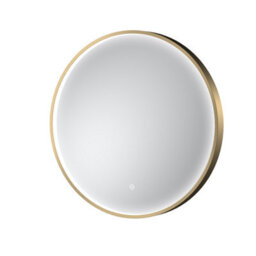 Hudson Reed Mensa Round Led Touch Sensor Inset Framed Mirror With Demister, Brushed Brass, 600 X 600 mm