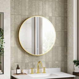 Hudson Reed Mensa Round Led Touch Sensor Inset Framed Mirror With Demister, Brushed Brass, 600 X 600 mm - thumbnail 2