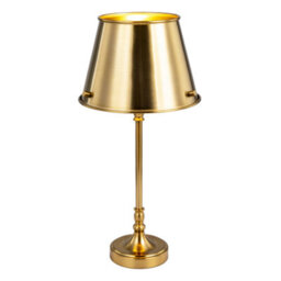 Happy Homewares Traditional And Timeless Aged Brass Table Lamp With Unique Metal Shade - thumbnail 2