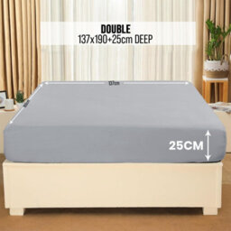Aspire Homeware Silver Fitted Sheet-(25Cm) Deep Hotel Quality -Breathable Fitted Bed Sheets Double (L)190Cm X (W)137Cm - thumbnail 7