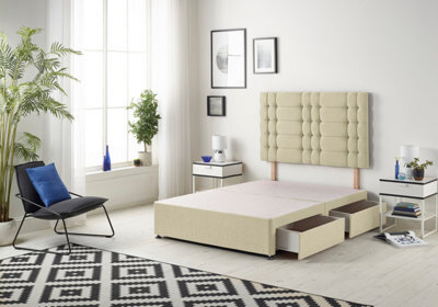 Somnior Beds Somnior Bliss Linen Beige Divan Bed Base With 4 Drawers And Headboard - Double - image 1