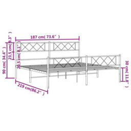 Berkfield Metal Bed Frame With Headboard And Footboard Black 183X213 Cm - thumbnail 9