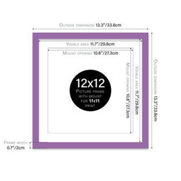 "12X12"" Purple Picture Frame - 12X12"" Square Frame With 11X11"" Mount For 12X12""/11X11"" Pictures Luxurious Style Wall Art, 1 Pack" - thumbnail 2
