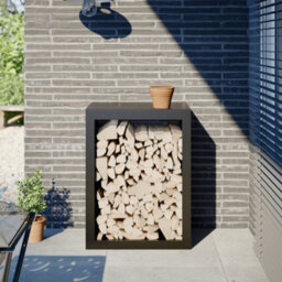 Walplus Firewood Rack Black 60X40X80 Cm Steel - thumbnail 1
