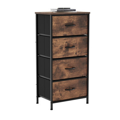 4-Drawer Fabric Storage Chest Of Drawers, Furniture Rustic Brown