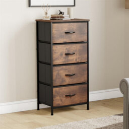 4-Drawer Fabric Storage Chest Of Drawers, Furniture Rustic Brown - thumbnail 3