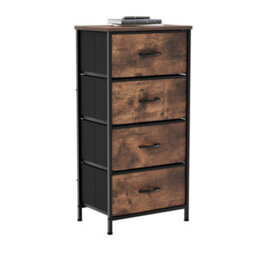 4-Drawer Fabric Storage Chest Of Drawers, Furniture Rustic Brown - thumbnail 1