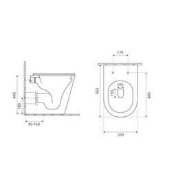 Homestylestore 600mm Black Grey Wc Unit Led Shelf Toilet Pan With Black Flush Button - thumbnail 5