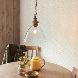 Luminosa Lighting Luminosa Cotswold Dome Pendant Ceiling Light Natural Ash, Brushed Aged Brass Plate, Clear Glass , 1X E27 - thumbnail 3