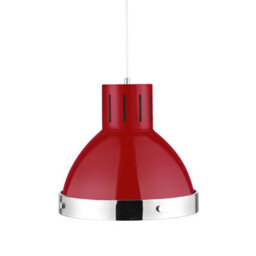 Orsina Bold Red Finish Chrome Pendant Light, Unique Metal Pendant Fixture For Dining Room, Modern Ceiling Light