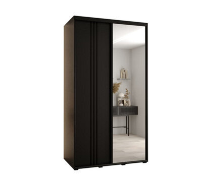 Arte Sleek Black Cannes Vii Sliding Wardrobe H2050mm W1300mm D600mm With Customisable Black Steel Handles - image 1