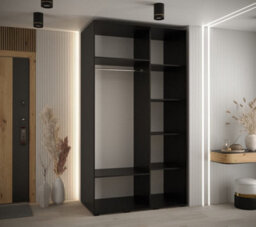Arte Sleek Black Cannes Vii Sliding Wardrobe H2050mm W1300mm D600mm With Customisable Black Steel Handles - thumbnail 3
