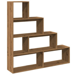 Berkfield Room Divider Bookcase 4-Tier Artisan Oak 143.5X29X143.5 Cm Engineered Wood - thumbnail 2