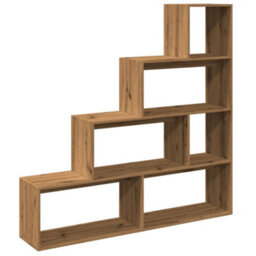 Berkfield Room Divider Bookcase 4-Tier Artisan Oak 143.5X29X143.5 Cm Engineered Wood - thumbnail 7