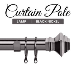 Ameha Lamp Metal Curtain Pole For Extendable Curtain Rod Window , Rings, Brackets, Fitting Set( Black Nickel,160-300Cm) - thumbnail 1