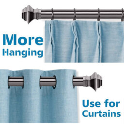 Ameha Lamp Metal Curtain Pole For Extendable Curtain Rod Window , Rings, Brackets, Fitting Set( Black Nickel,160-300Cm) - thumbnail 5